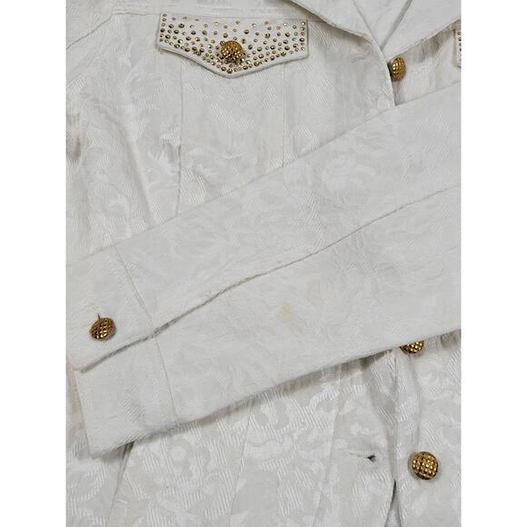 Vintage Christine‎ Alexander Swarovski Crystal Floral Jacket White Womens Medium - Picture 7 of 12